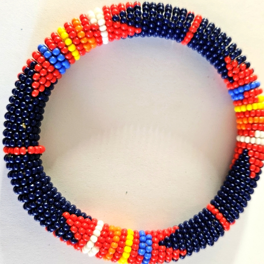 Dark blue beaded African bracelet